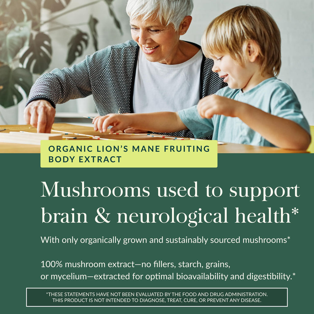 Dried Lion's Mane mushroom used in Gaia Herbs product