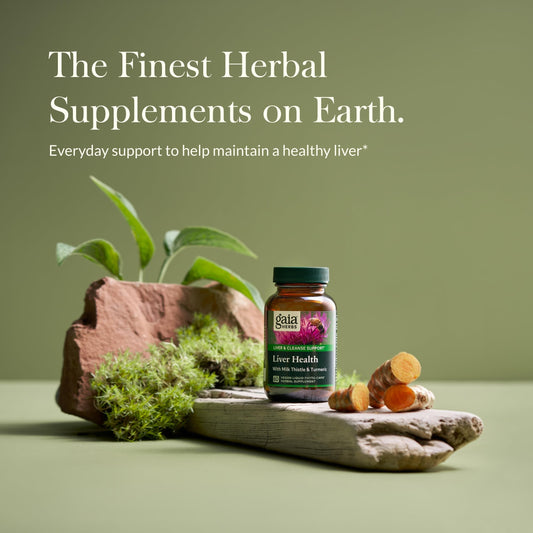 Close-up of Gaia Herbs Liver Health 60 vegan liquid phyto-capsules