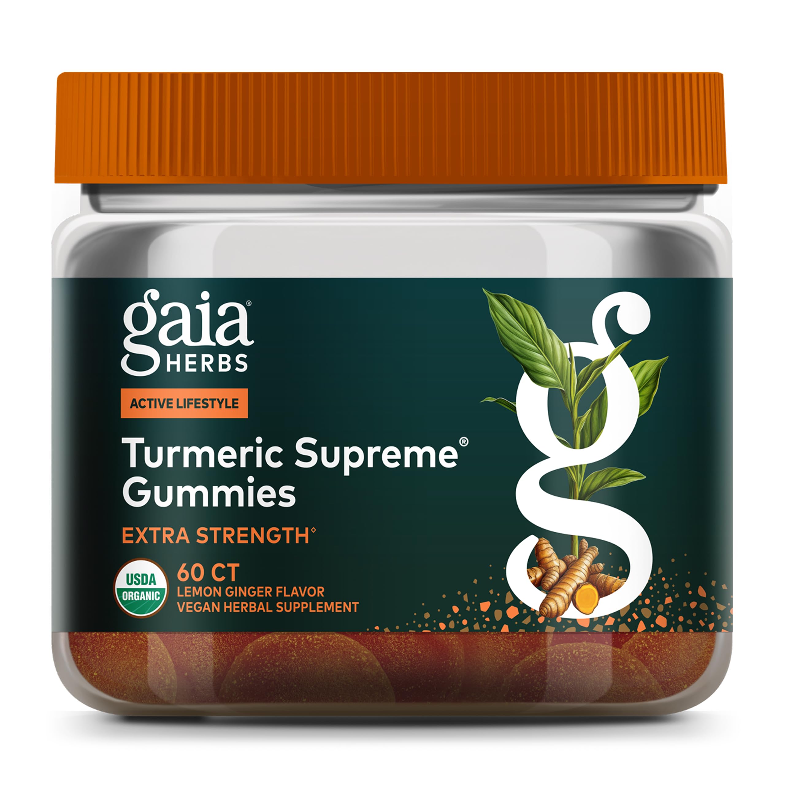 Gaia Herbs Turmeric Supreme Extra Strength Gummies bottle and label