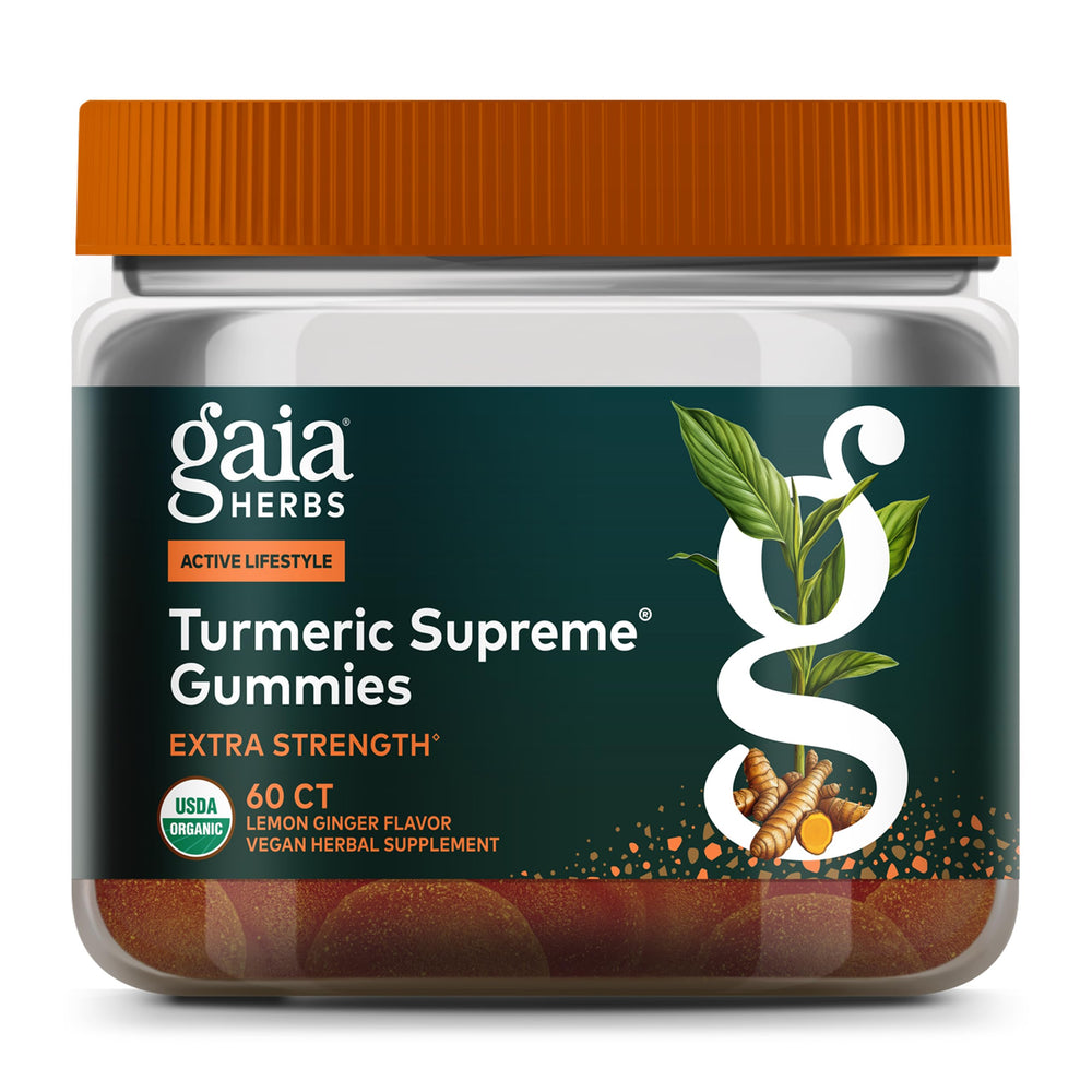 Gaia Herbs Turmeric Supreme Extra Strength Gummies bottle and label