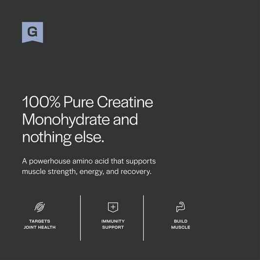 Nutrition label showing 5g Creatine Monohydrate per serving