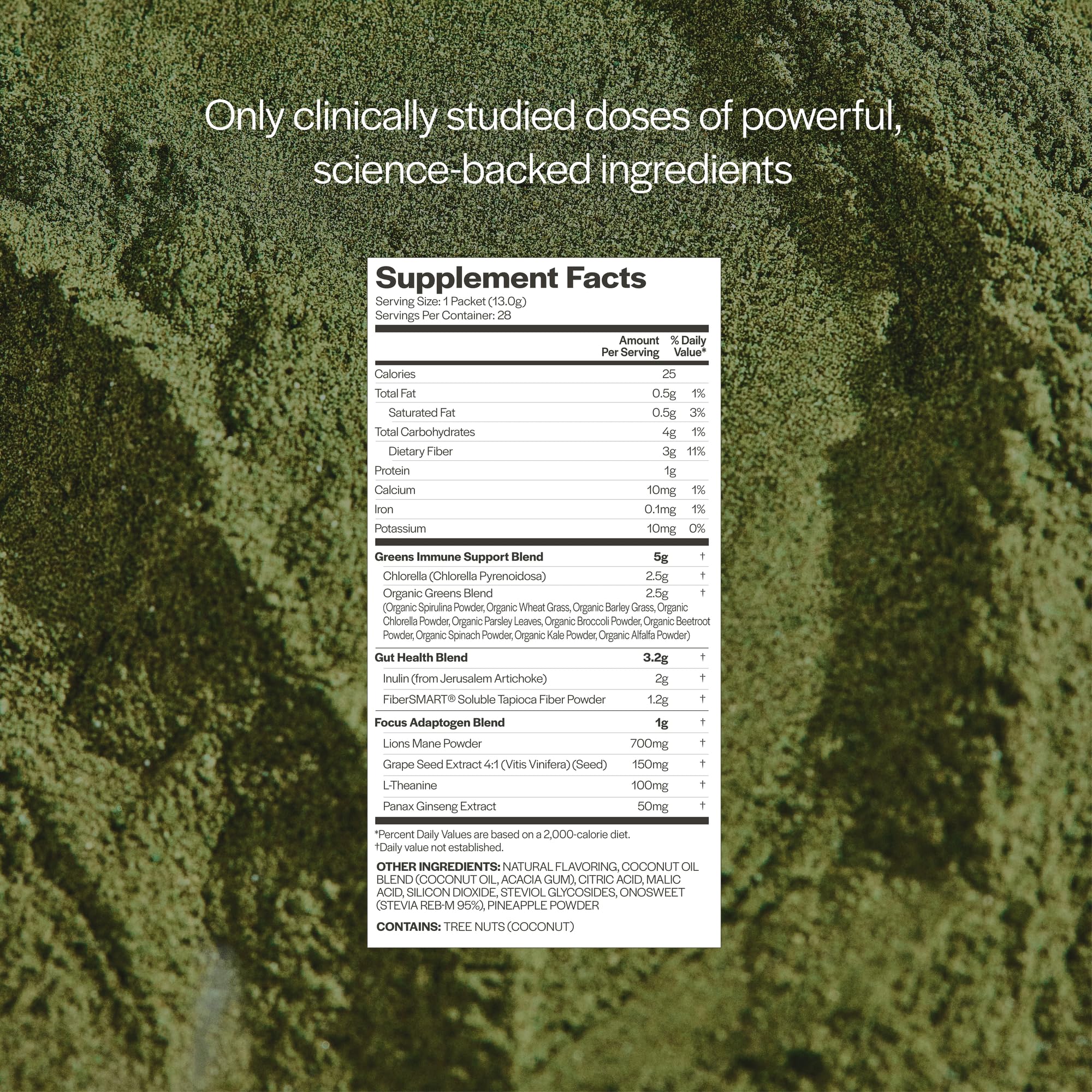 10-pack carton of Gainful greens powder for on-the-go use