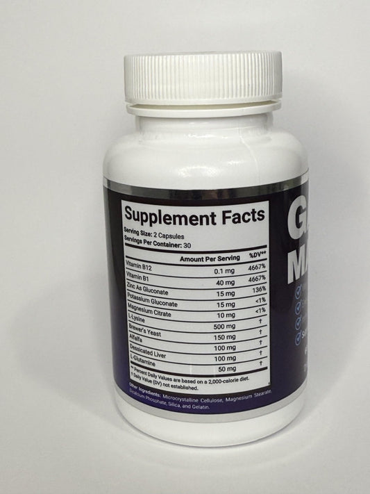 GAINMAX Weight Gain Support bottle back label and ingredients