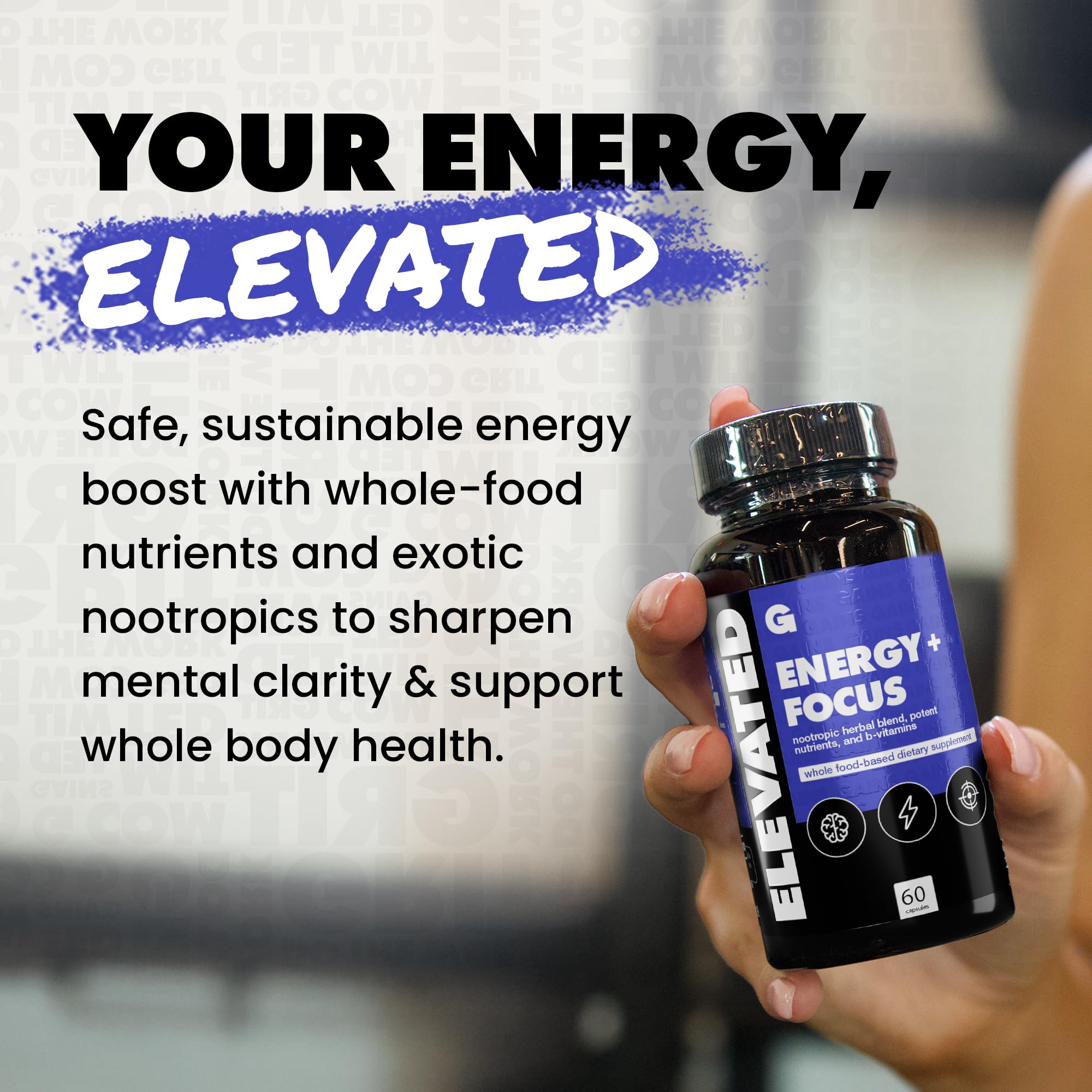Close-up of Ginkgo Biloba, B vitamins and DMAE ingredients