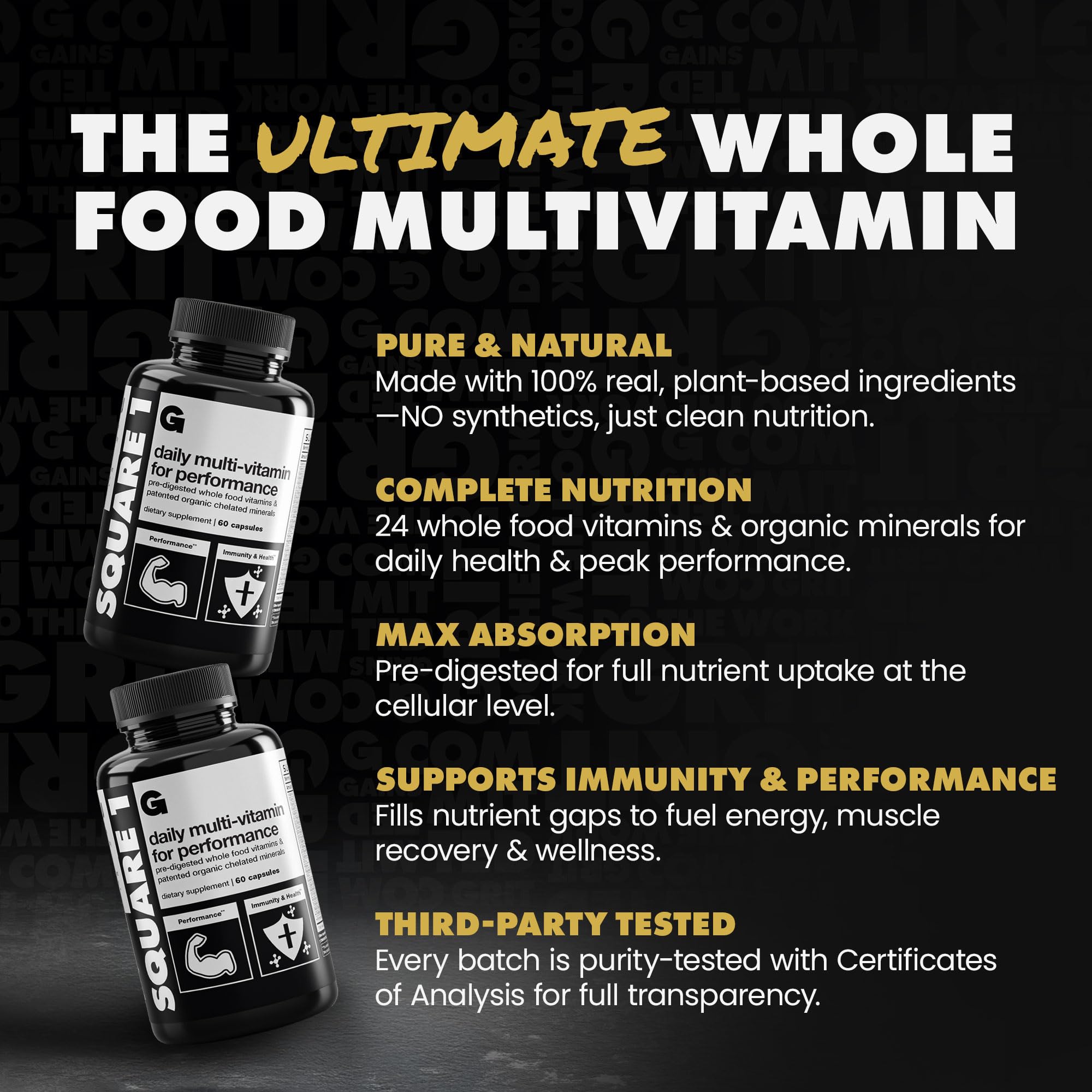 Organic minerals in Gains in Bulk Square 1 Multivitamin