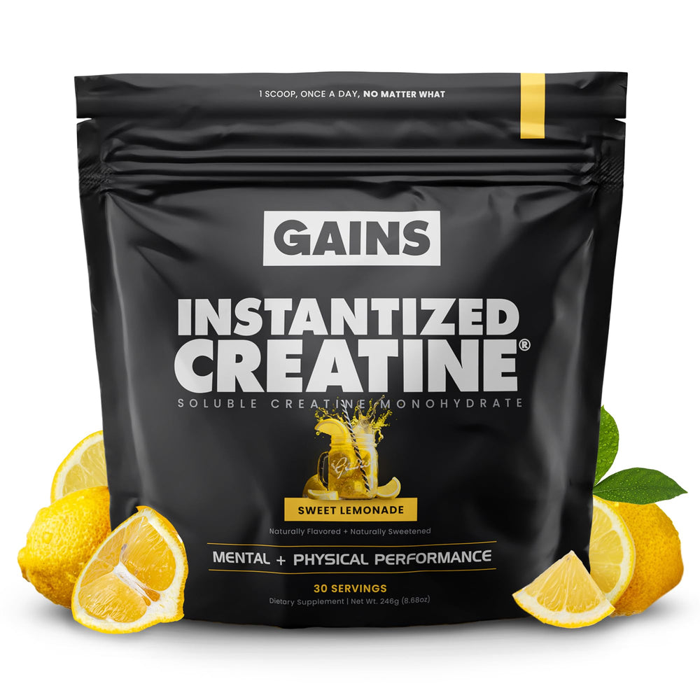 Gains in Bulk Instantized Creatine dissolves fully for clean shakes during workouts.