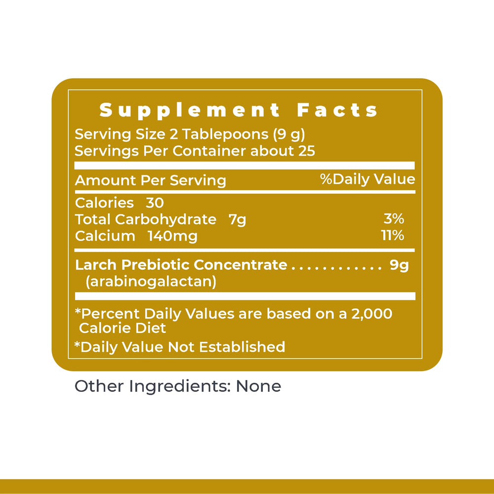Galactan product label showing nutrition facts