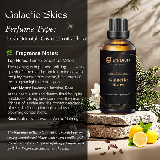 Galactic Skies fragrance oil label close-up