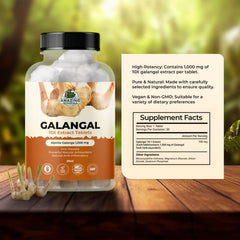 Product bottle label for Galangal 10X Extract Tablets