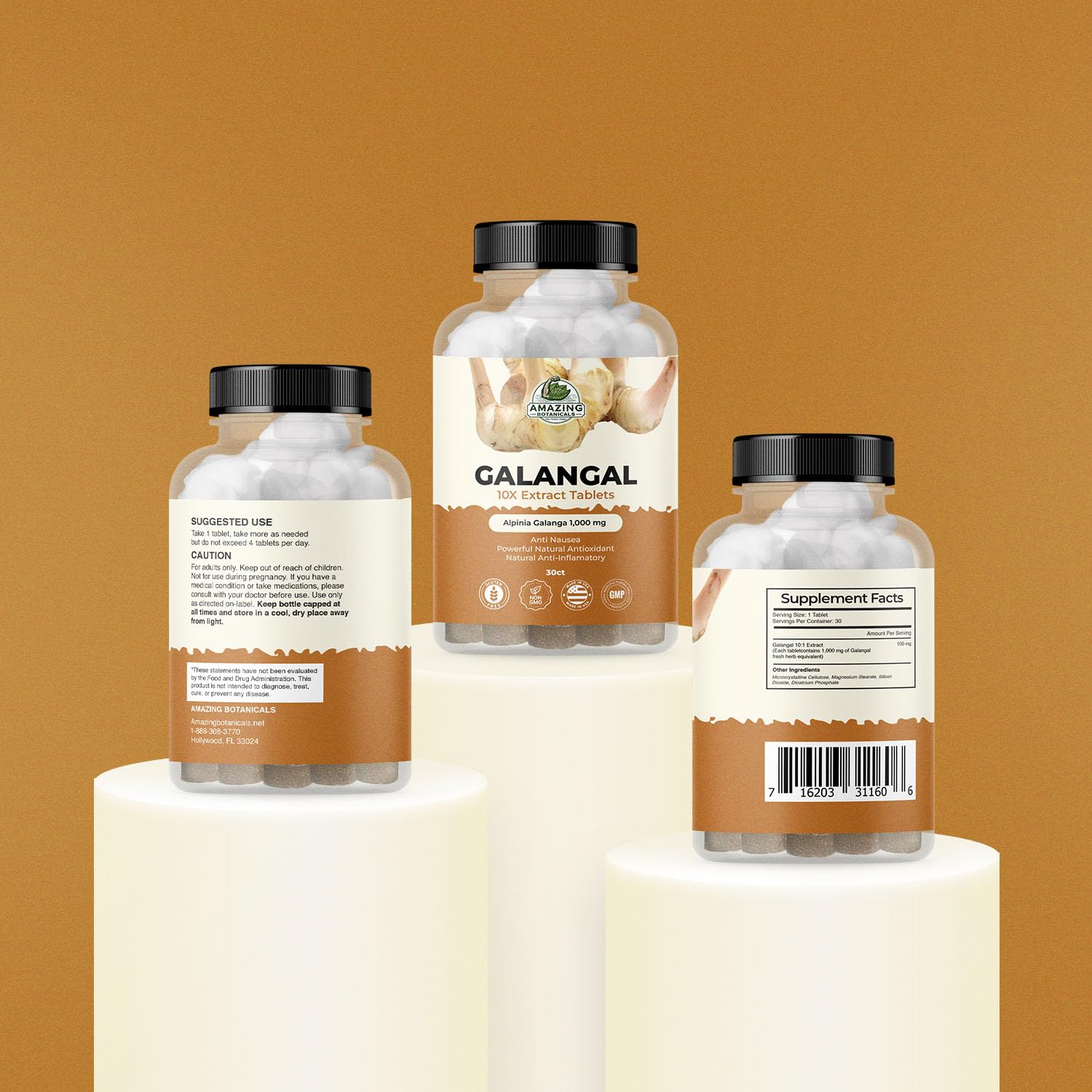 Vegan and Non-GMO ingredients for Galangal 10X Extract tablets