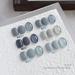 GAOY Blue Ashes six-color gel polish set in vibrant blues.