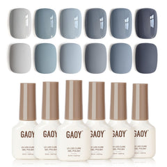 GAOY Blue Ashes gel nail polish bottle showing glossy color for DIY manicures.