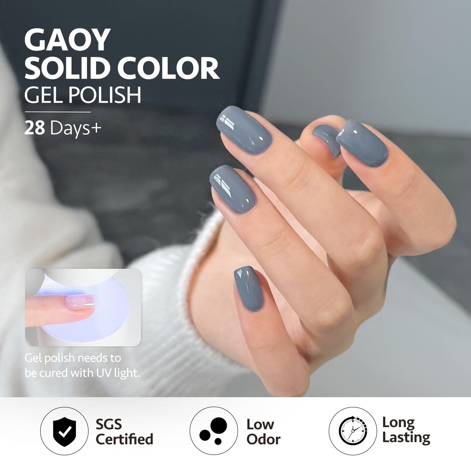 GAOY Blue Ashes top coat creating a glossy or matte finish.