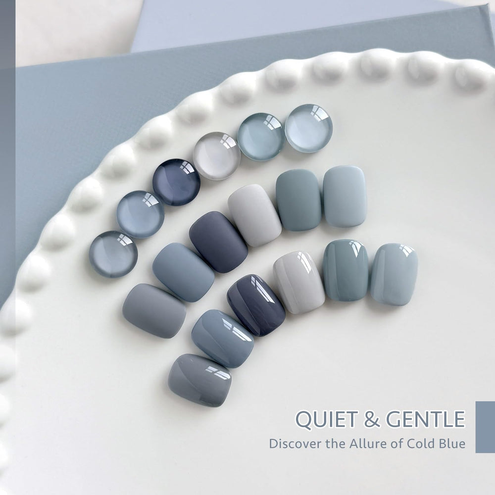 GAOY Blue Ashes gel polish under UV/LED lamp during quick cure.