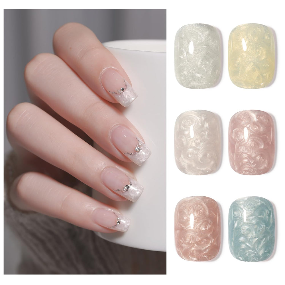 GAOY Pearl Gel Nail Polish Set Mermaid Shimmer color for dazzling nails.