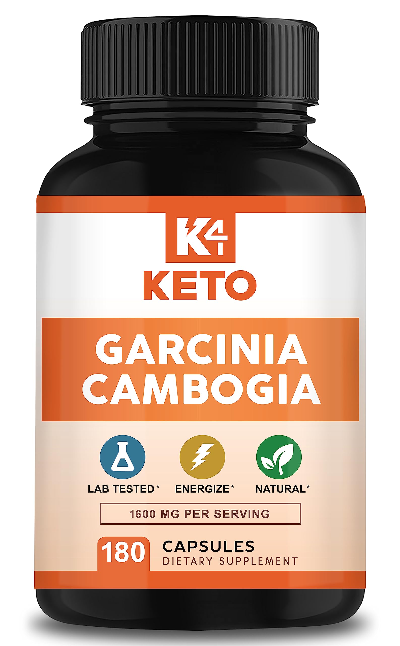 Garcinia Cambogia 1600 mg bottle with 180 capsules