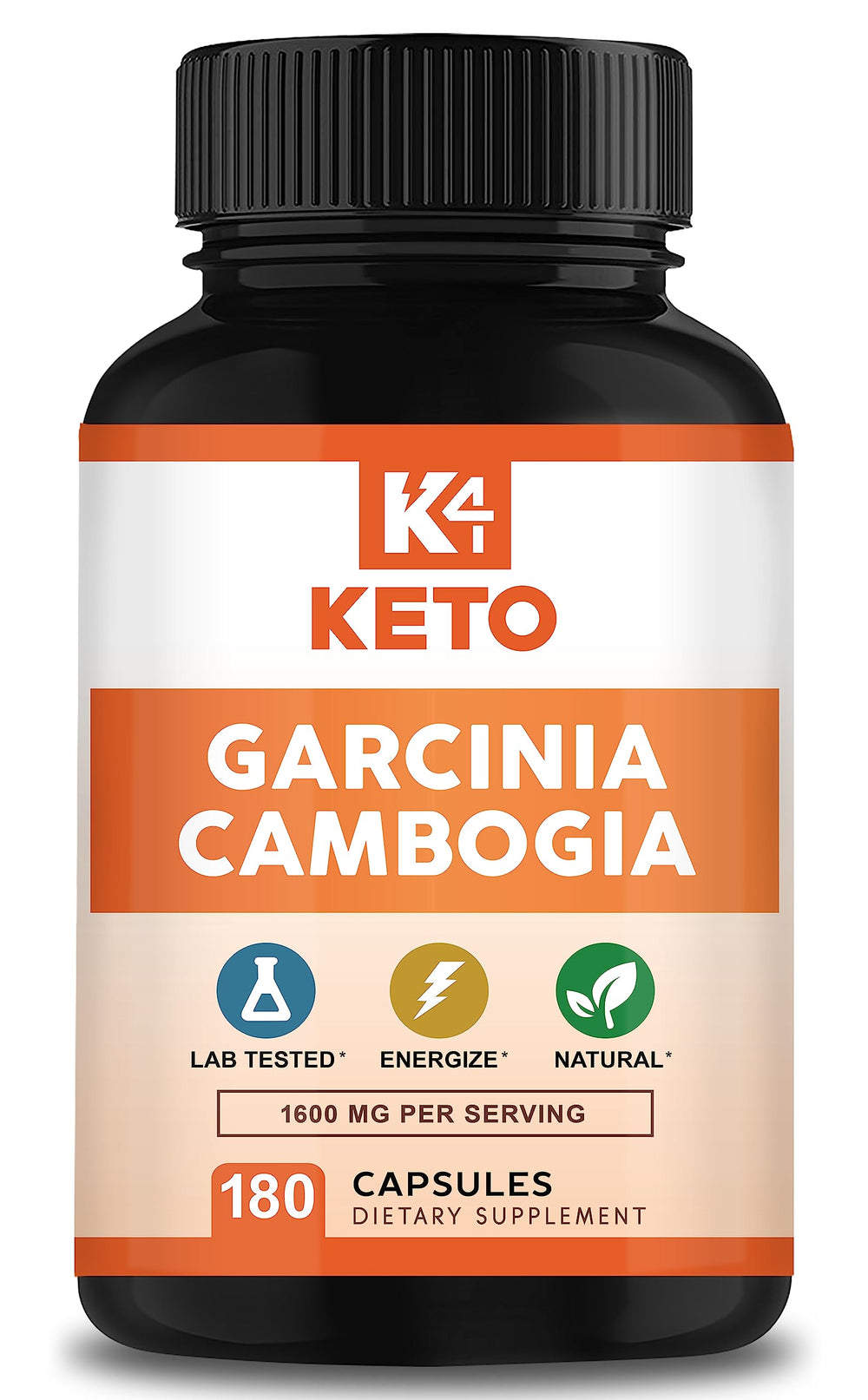 Garcinia Cambogia 1600 mg bottle with 180 capsules