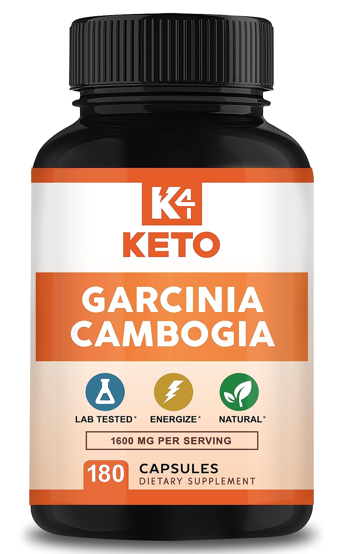 Garcinia Cambogia 1600 mg bottle with 180 capsules