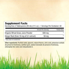 Close-up of wheat grass liquid and ginger extract illustration