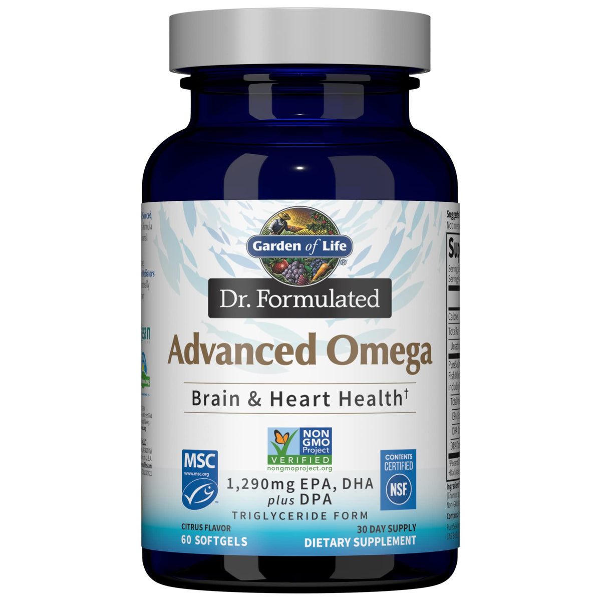 Garden of Life Dr Formulated Omega Fish Oil Lemon bottle front label