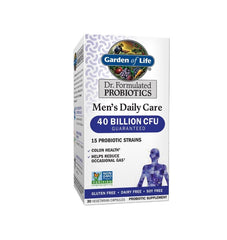 Front view of Garden of Life Probiotics Men's Daily Care bottle isolated
