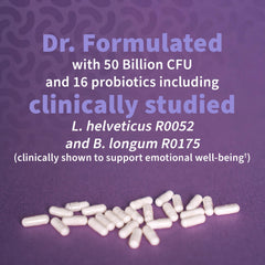 Label highlighting 50 Billion CFU and 16 probiotic strains