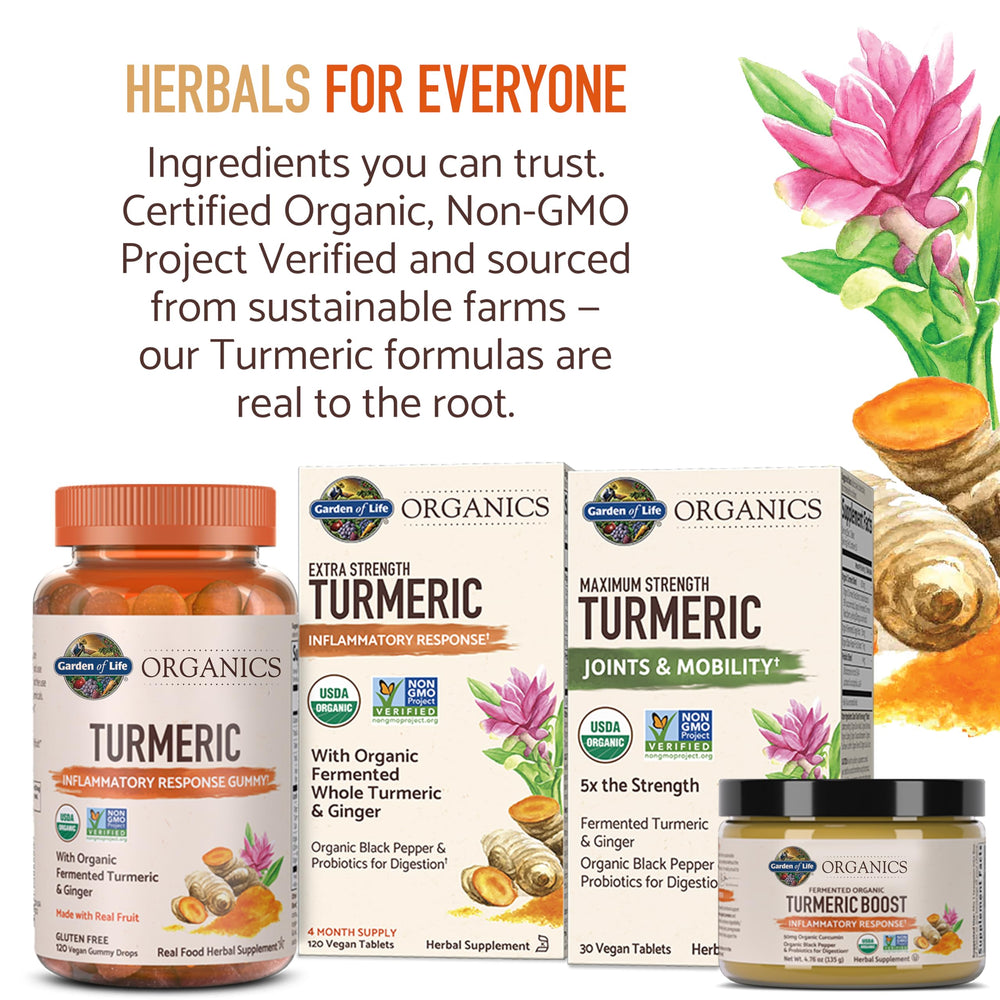 Non-GMO Project Verified seal on turmeric supplement box