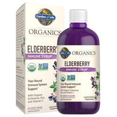 Bottle of Garden of Life Organics Elderberry Immune Syrup, 6.59 fl oz