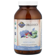 Garden of Life Organics Men's Multi label detail with vegan certifications.