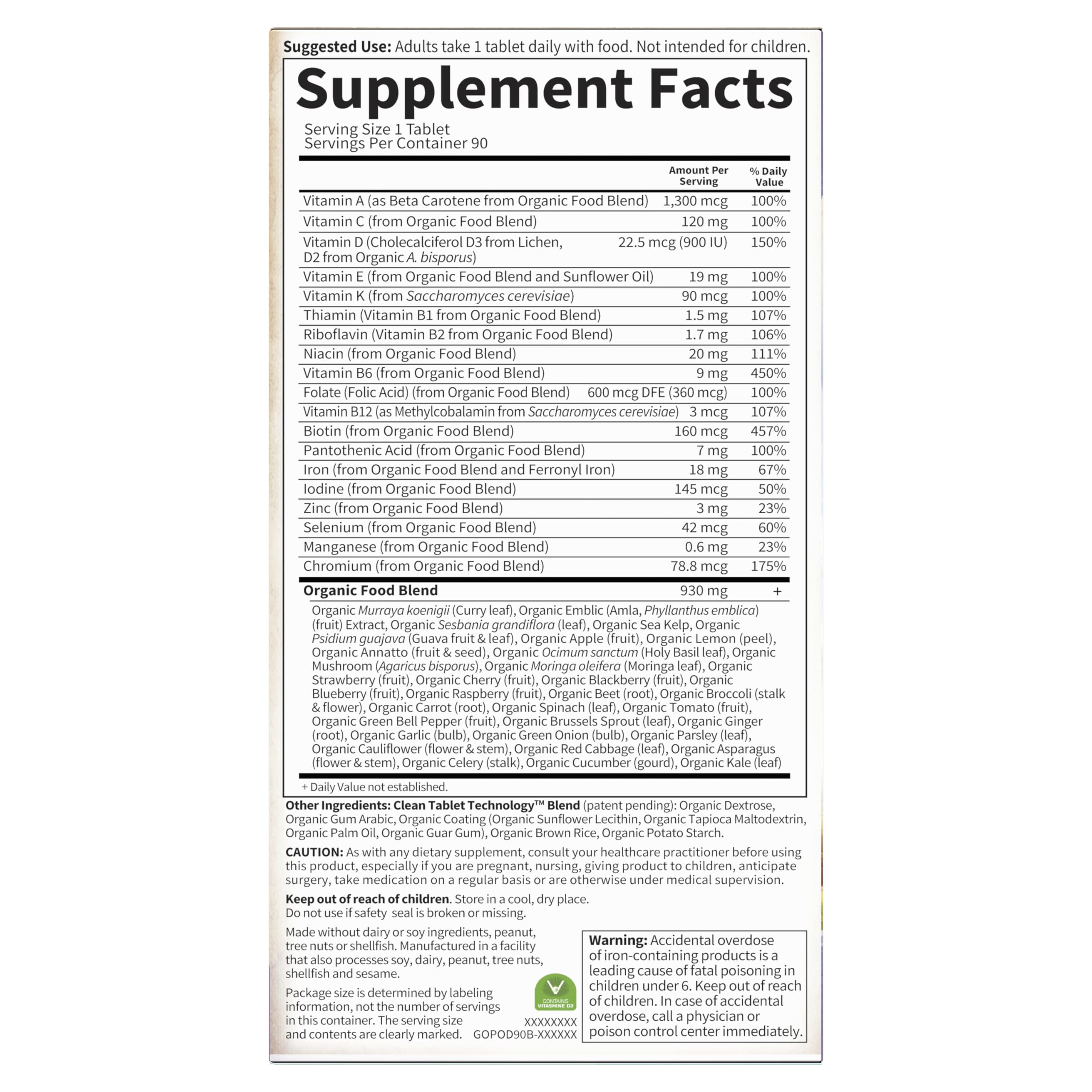 One-a-day dosage concept for Garden of Life prenatal vitamins