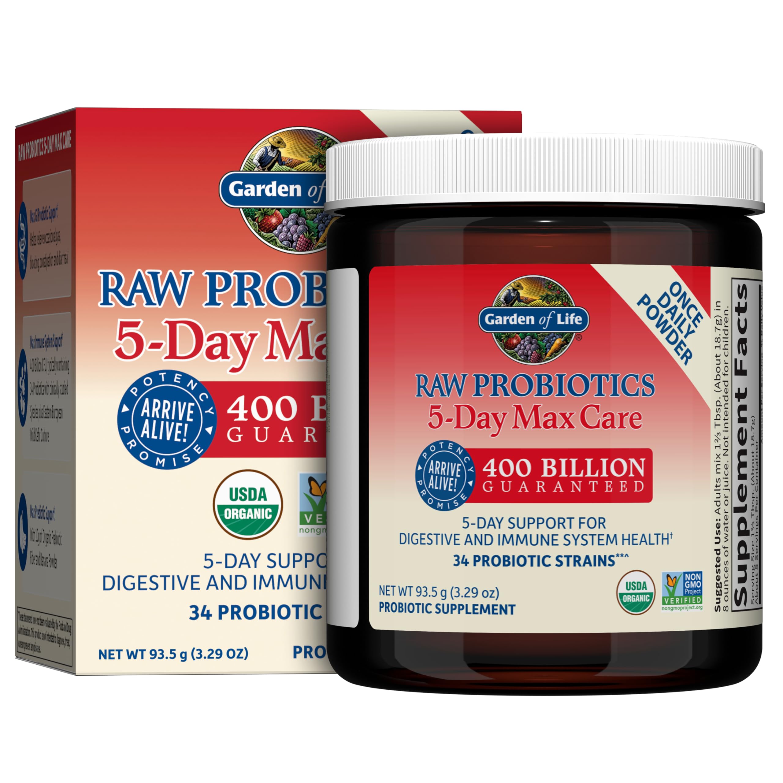 Garden of Life Organic Probiotic Powder Banana bottle label