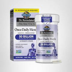 Active man taking a probiotic capsule for daily health