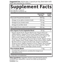 Raw CoQ10 antioxidant ingredients label from Garden of Life.