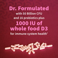 Vitamin D3 symbol with probiotic imagery