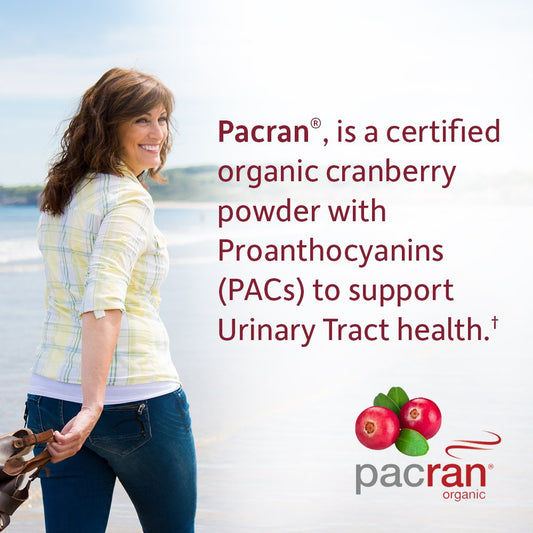 Close-up of 60 vegetarian capsules for Urinary Tract+ probiotic