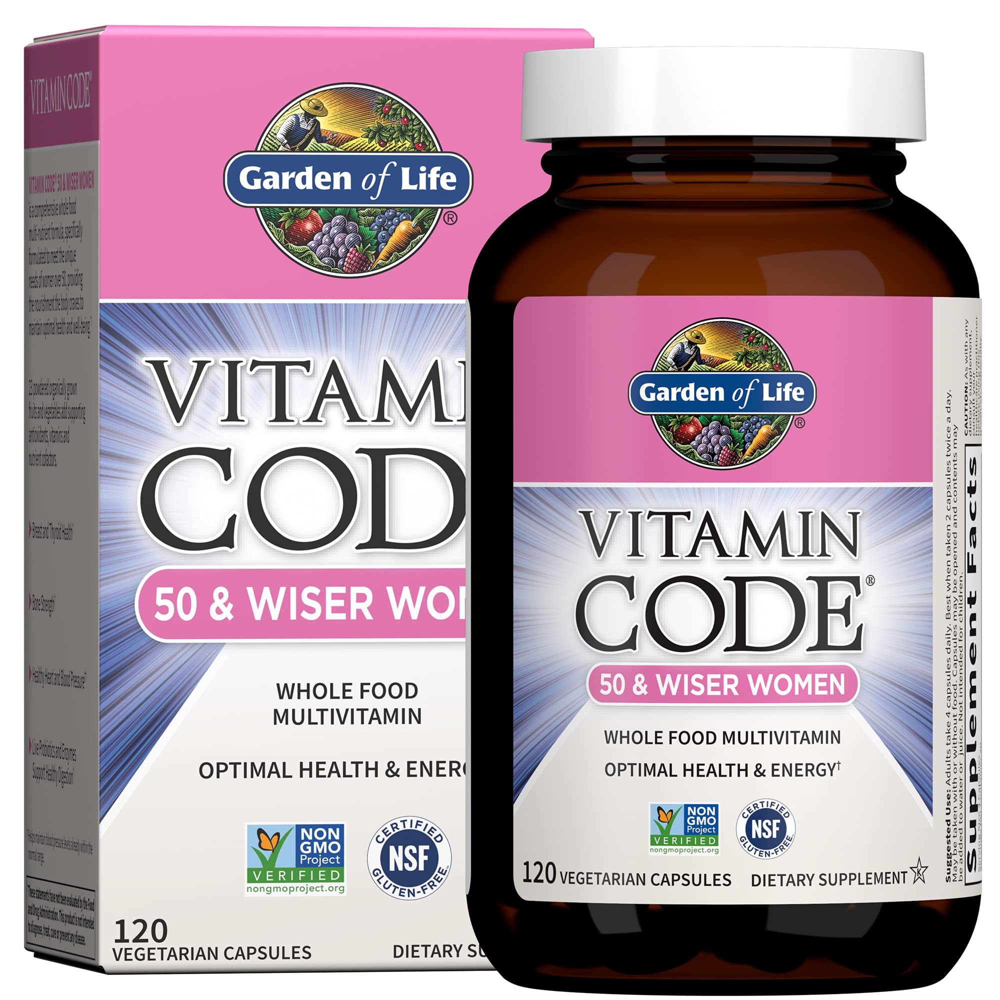 Garden of Life Vitamin Code 50 & Wiser Women bottle with 120 capsules