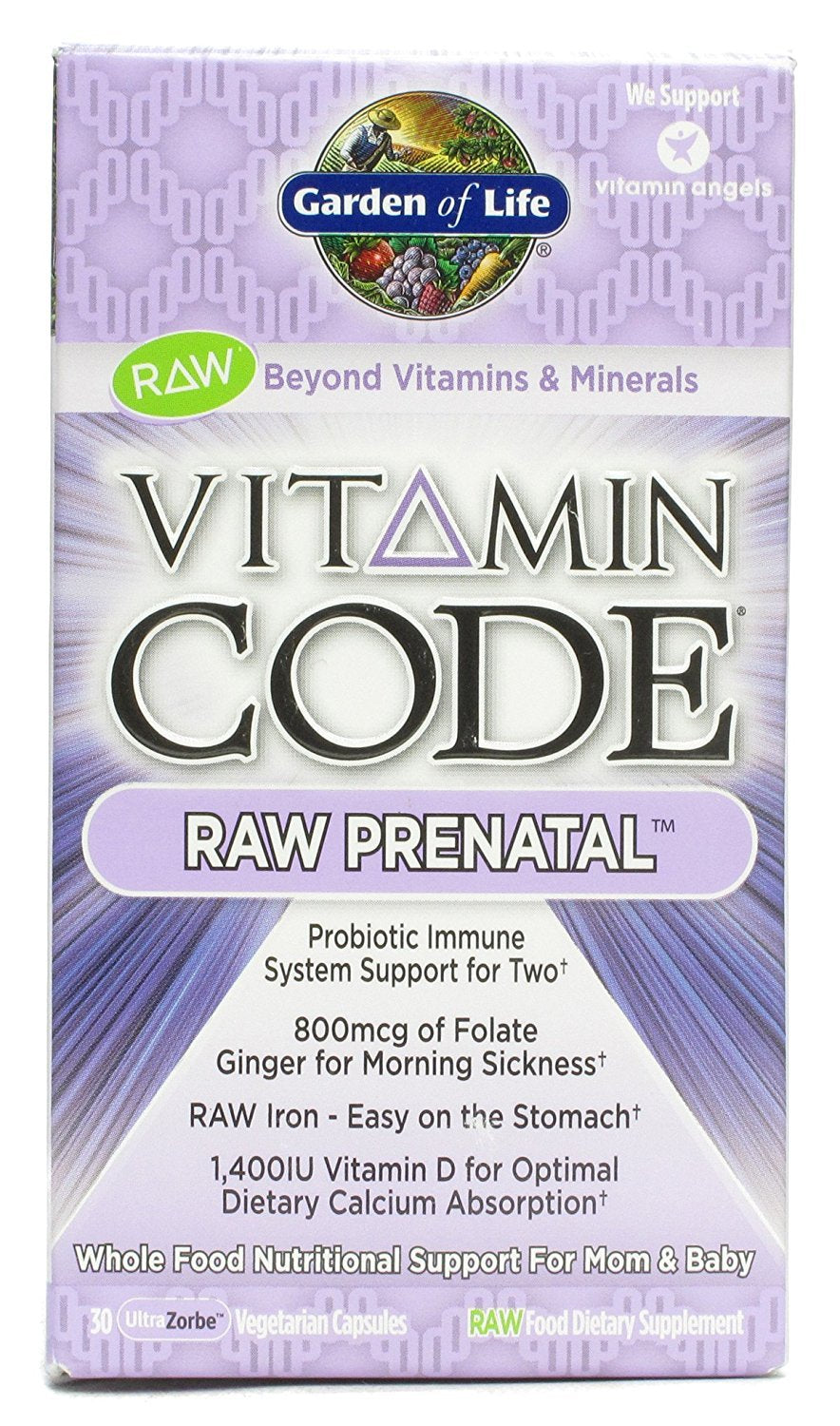 Garden of Life Vitamin Code RAW Prenatal bottle label