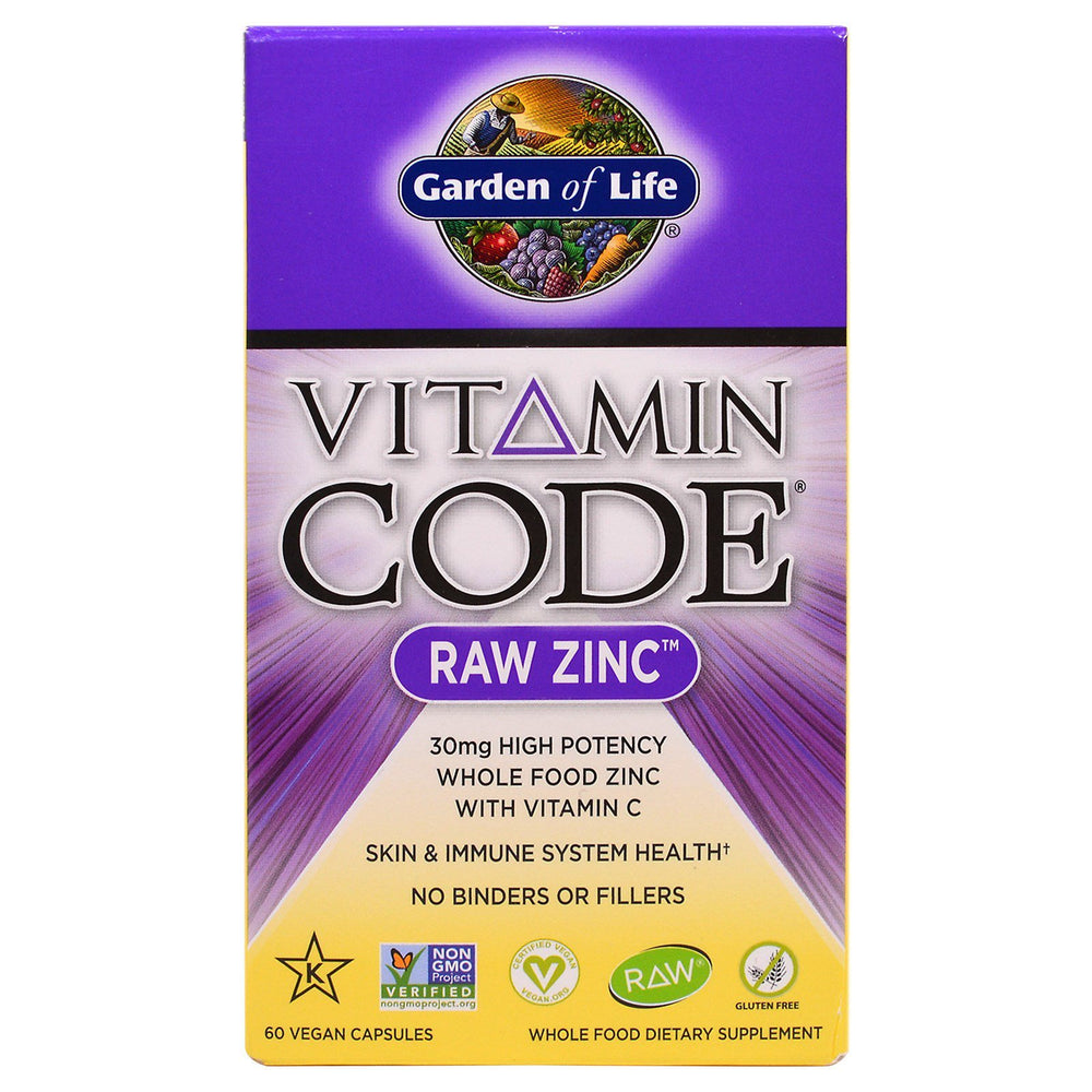 Garden of Life Vitamin Code Raw Zinc 60 Veggie Caps - vegan zinc supplement for immune support