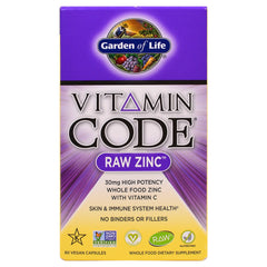 Garden of Life Vitamin Code Raw Zinc 60 Veggie Caps - vegan zinc supplement for immune support