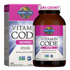 Garden of Life Vitamin Code Women bottle cap demonstrates freshness seal for easy daily use.