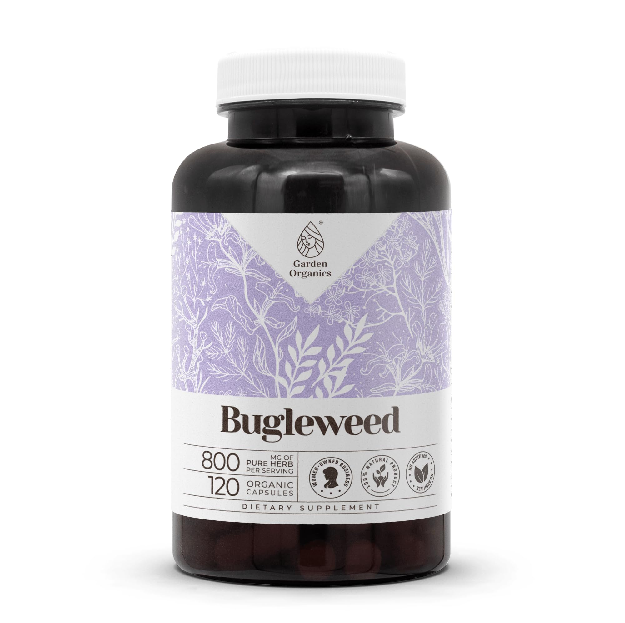 Garden Organics Bugleweed 120 Capsules bottle on white background