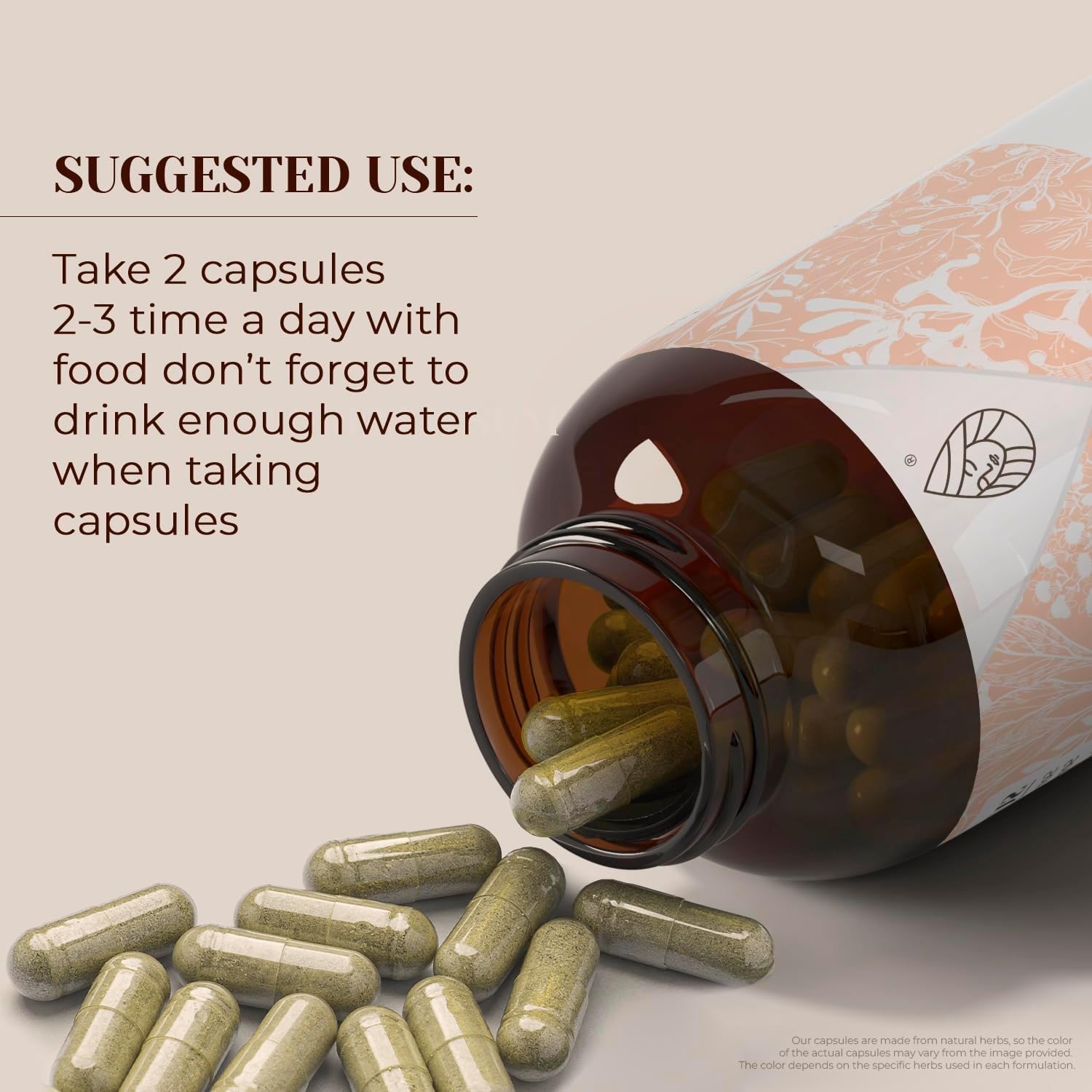 Close-up of vegetarian capsules filled with quinine herbal extract