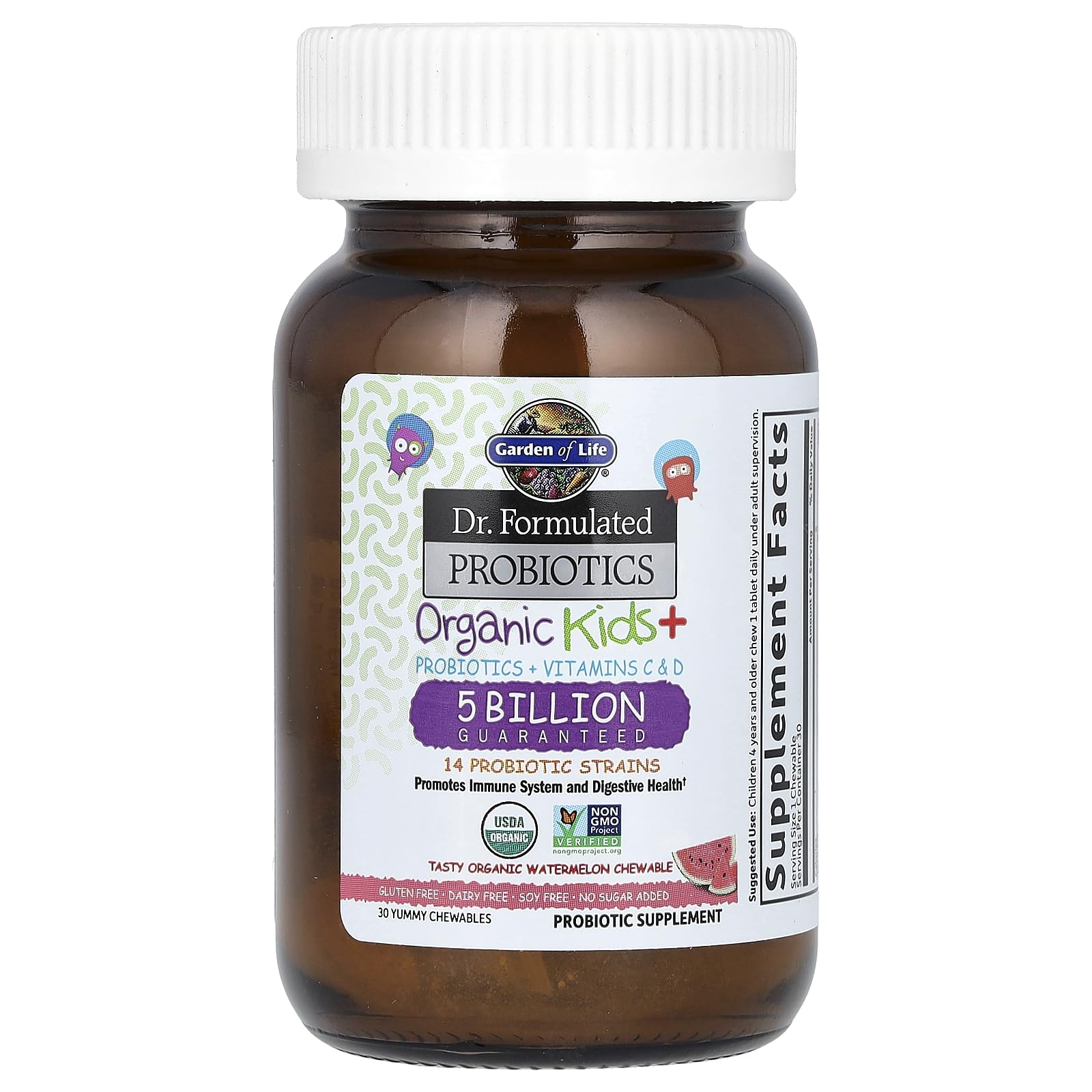 Illustration highlighting 14 probiotic strains for kids