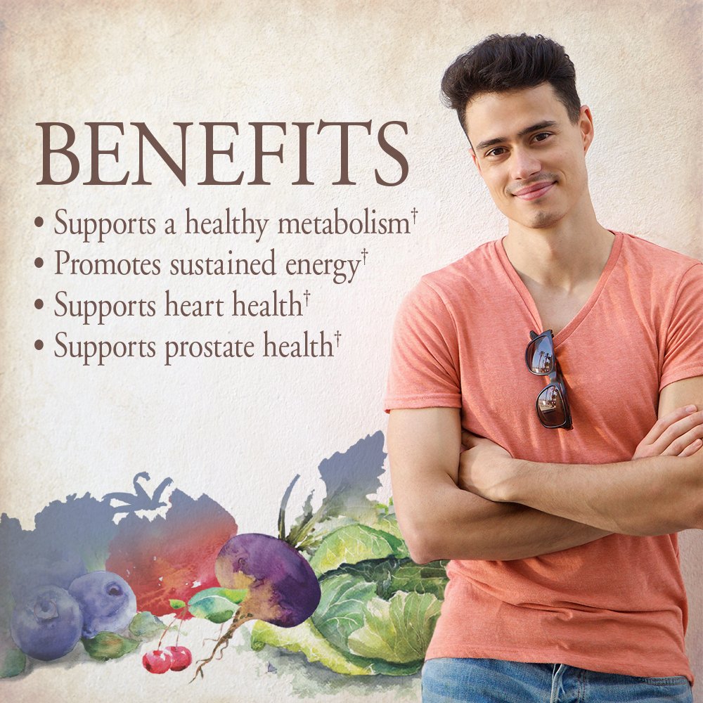 Close-up of Garden of Life Organics Men's multivitamin tablet