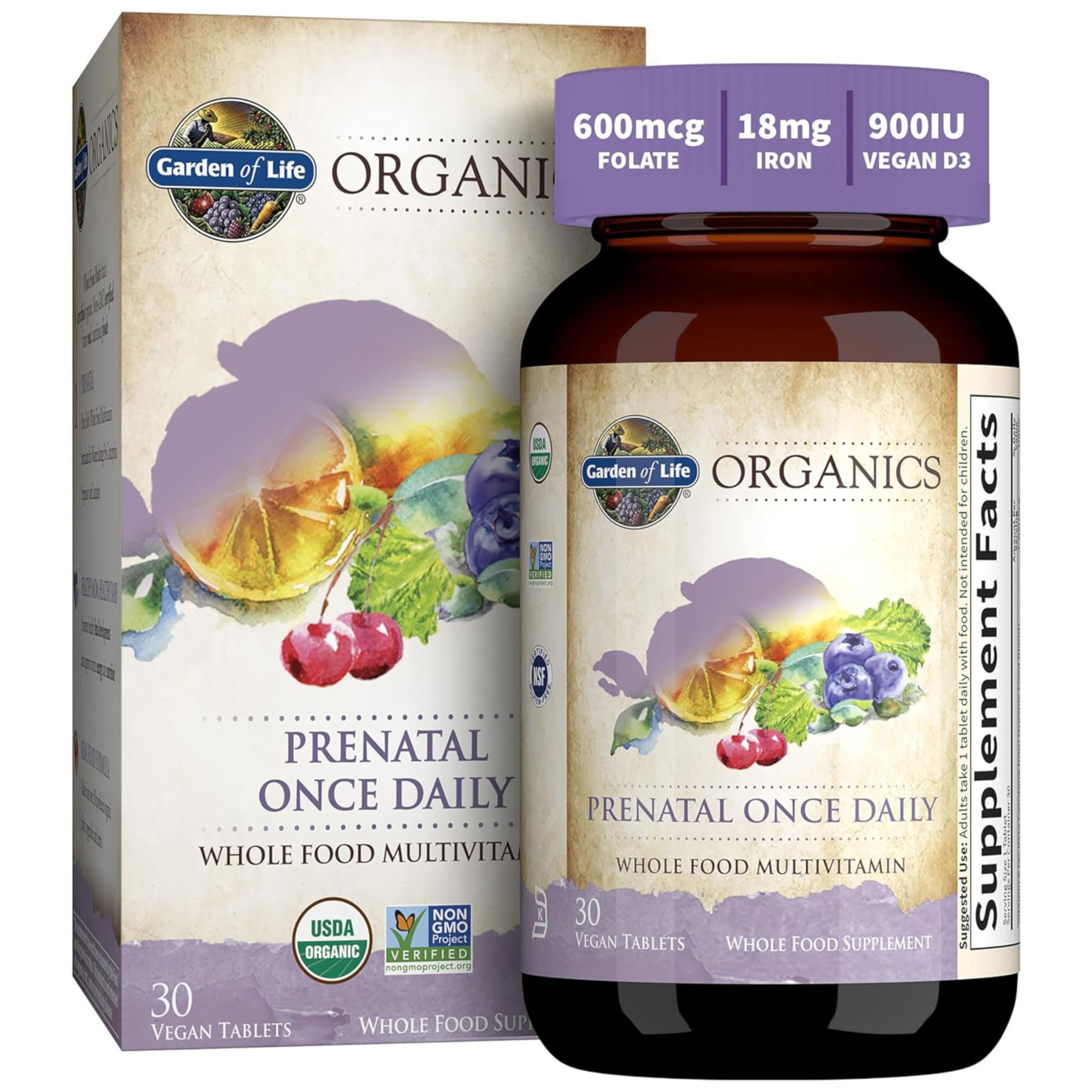 Garden of Life Organics Prenatal Vitamin bottle front view