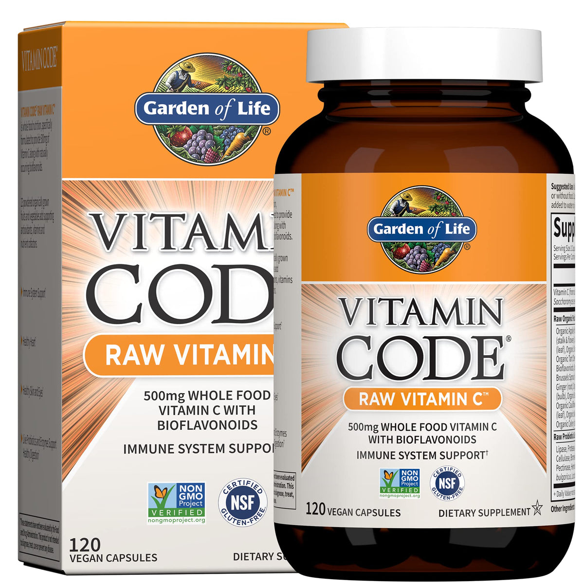 Garden of Life Vitamin Code Raw Vitamin C bottle with capsules