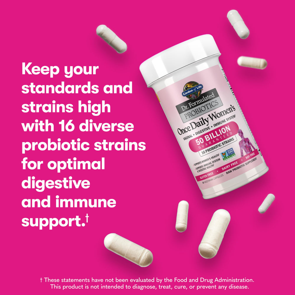 Shelf-stable bottle of women's probiotic capsules