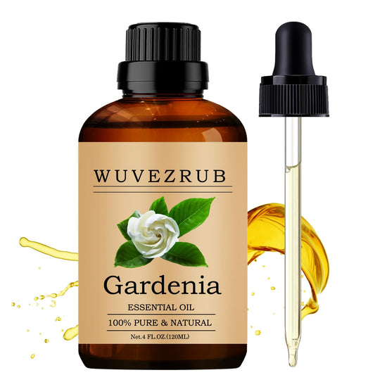 Gardenia essential oil bottle 120ml on white background