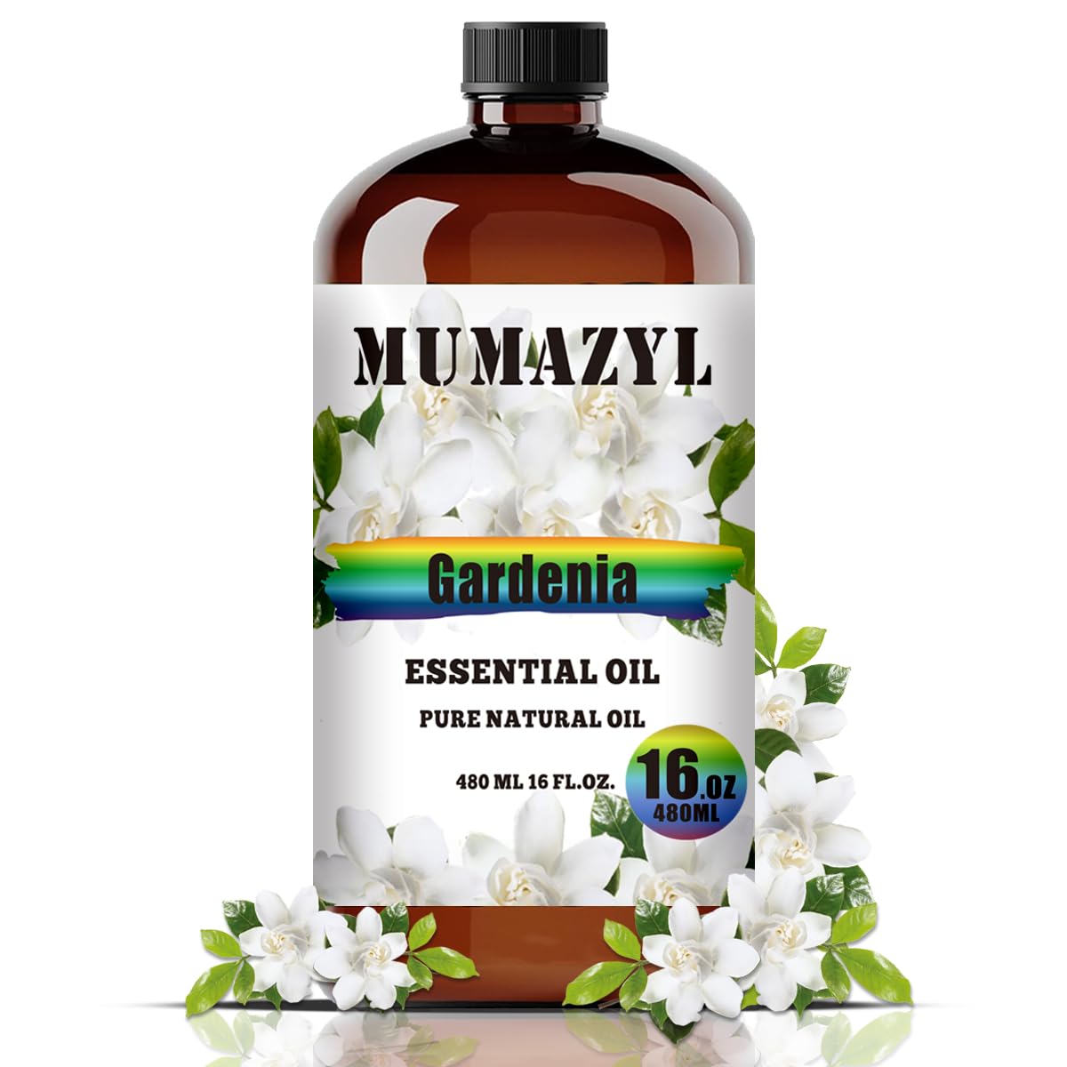 Gardenia essential oil in a 16oz amber glass bottle (480ml).