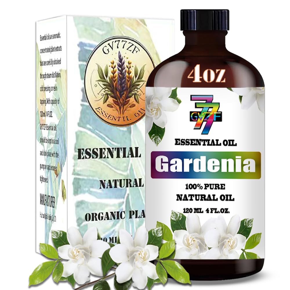 Gardenia essential oil shown with humidifier and car diffuser